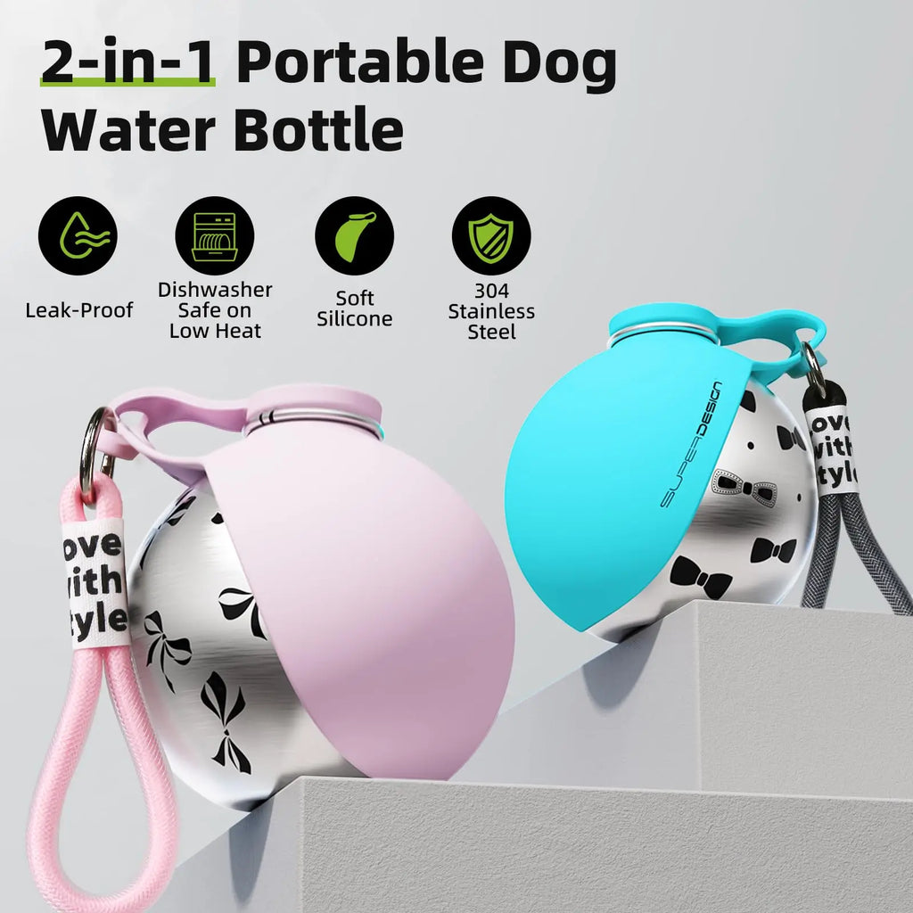 2-in-1 Portable Dog Water Bottle — Leak-Proof Travel Dispenser for Small & Medium Dogs