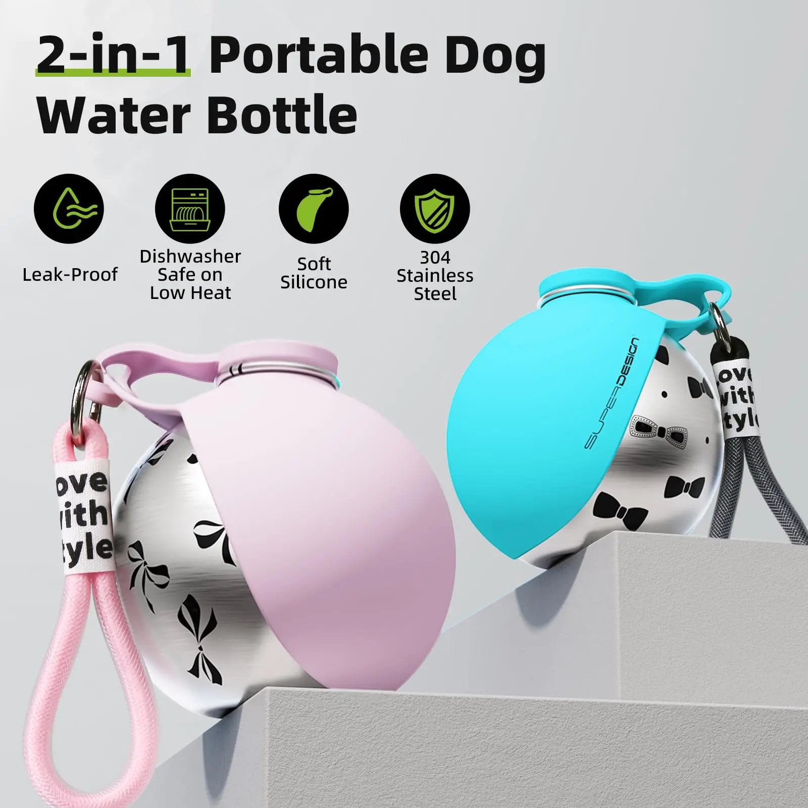2-in-1 Portable Dog Water Bottle — Leak-Proof Travel Dispenser for Small & Medium Dogs